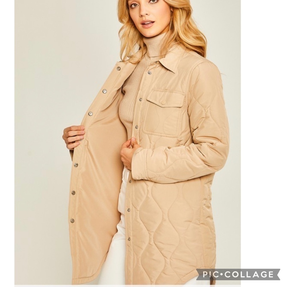 Cute!! Khaki Quilted Jacket - Picture 2 of 5